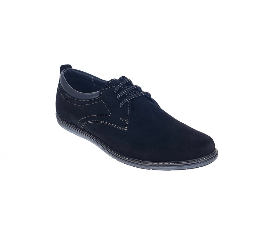 Pantofi barbati casual din piele naturala antilopa - Model Negru 338 VELN