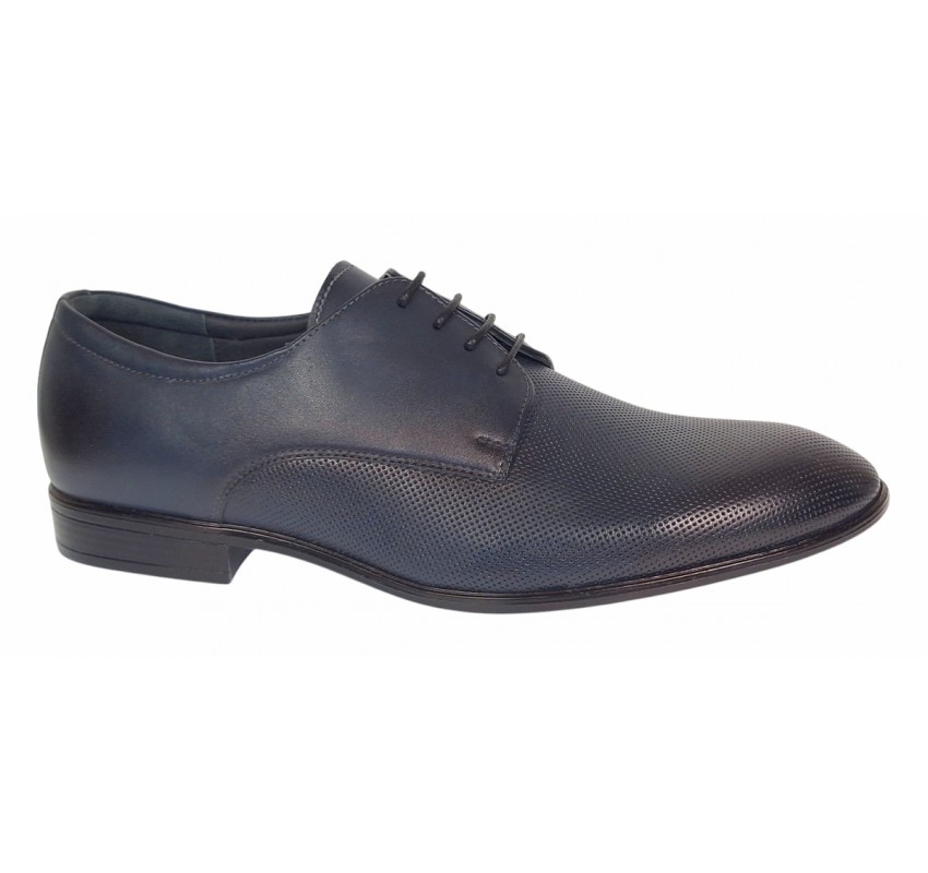 Pantofi barbati eleganti din piele naturala texturata bleumarin – Eleganta si rafinament 346