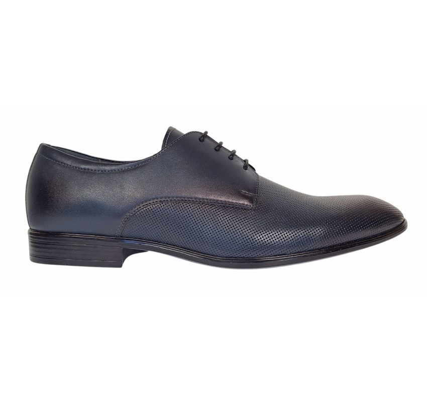 Pantofi barbati eleganti din piele naturala texturata bleumarin – Eleganta si rafinament 346