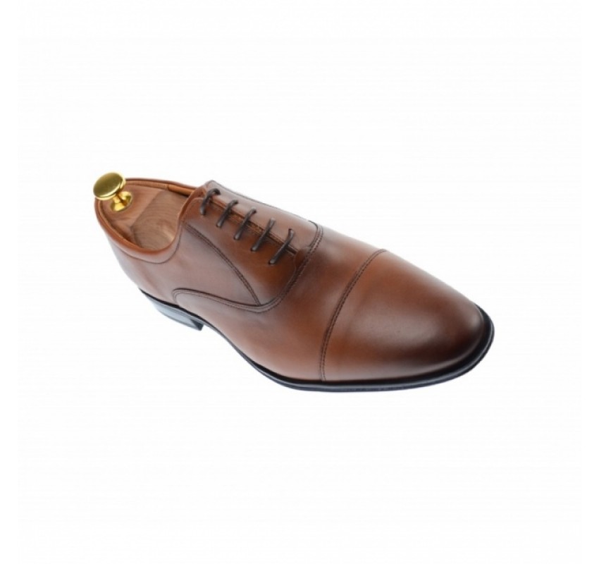Pantofi barbati eleganti, cu siret, din piele naturala maro coniac - 347CONIAC 