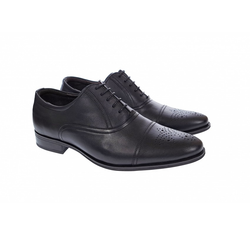 Pantofi barbati eleganti, cu siret, din piele naturala neagra - 356NEGRU