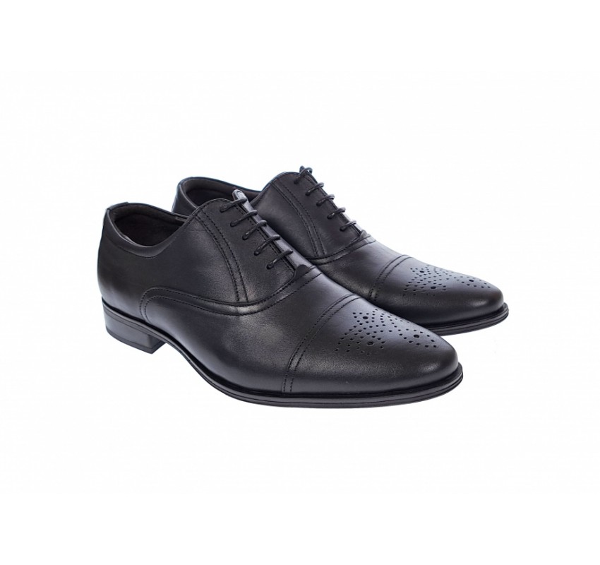 Pantofi barbati eleganti, cu siret, din piele naturala neagra - 356NEGRU