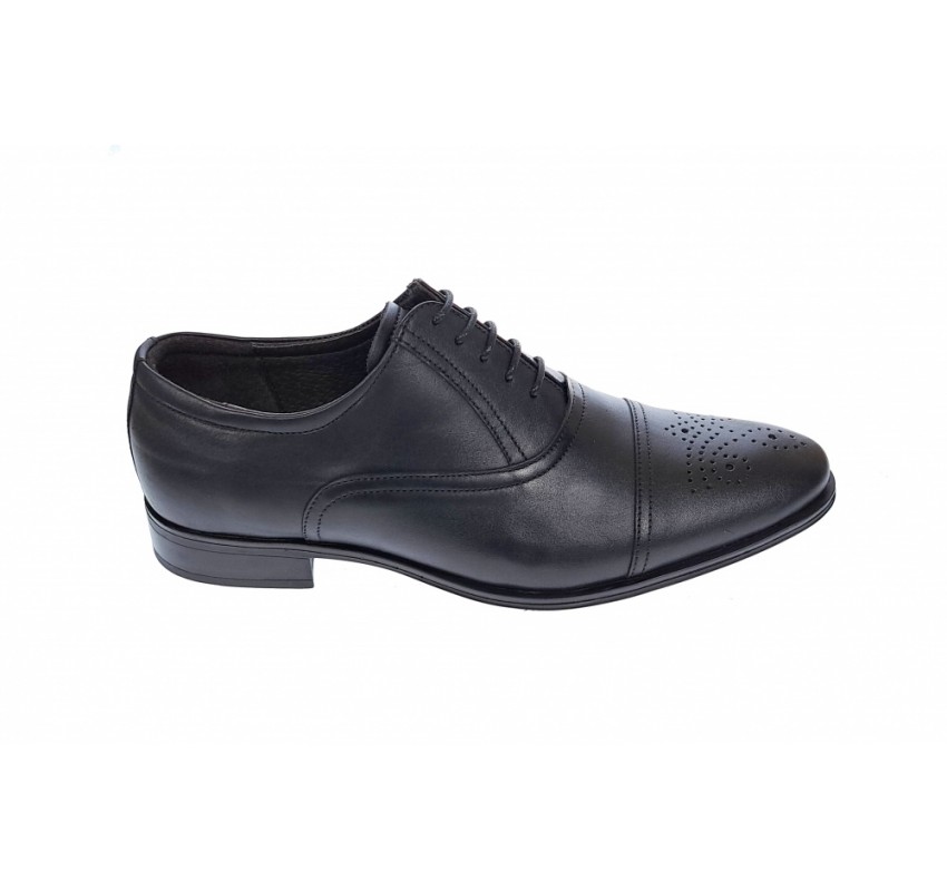 Pantofi barbati eleganti, cu siret, din piele naturala neagra - 356NEGRU