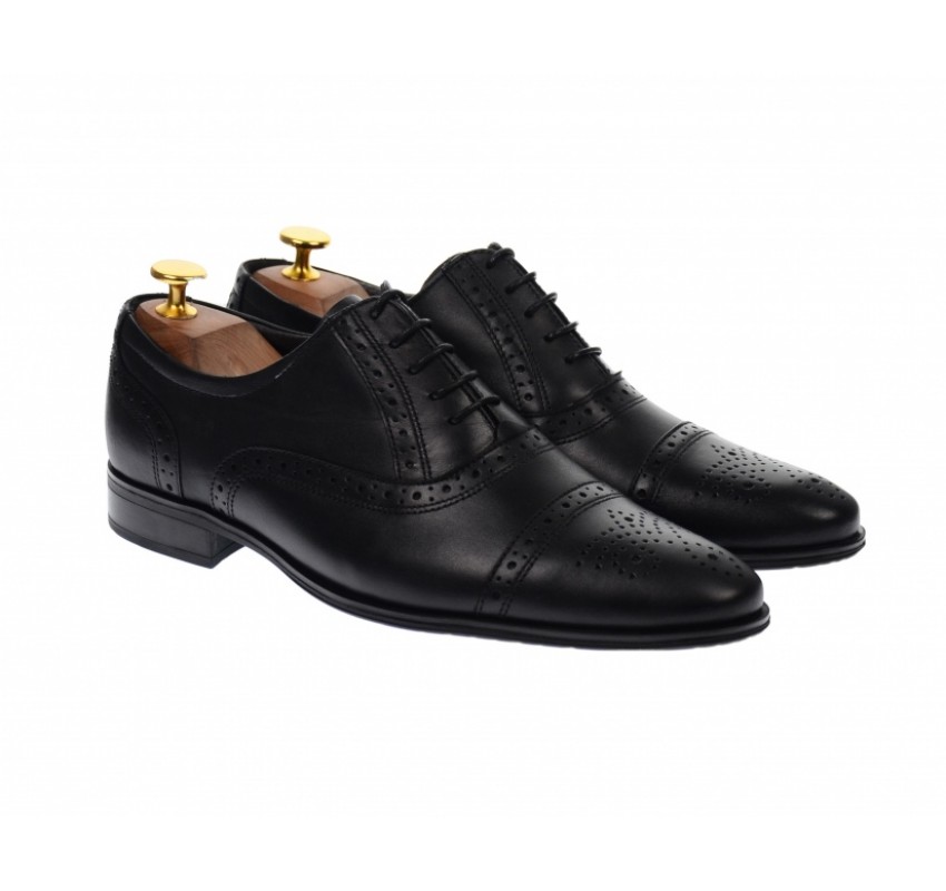 Pantofi barbati eleganti, cu siret, din piele naturala neagra - 359NEGRU