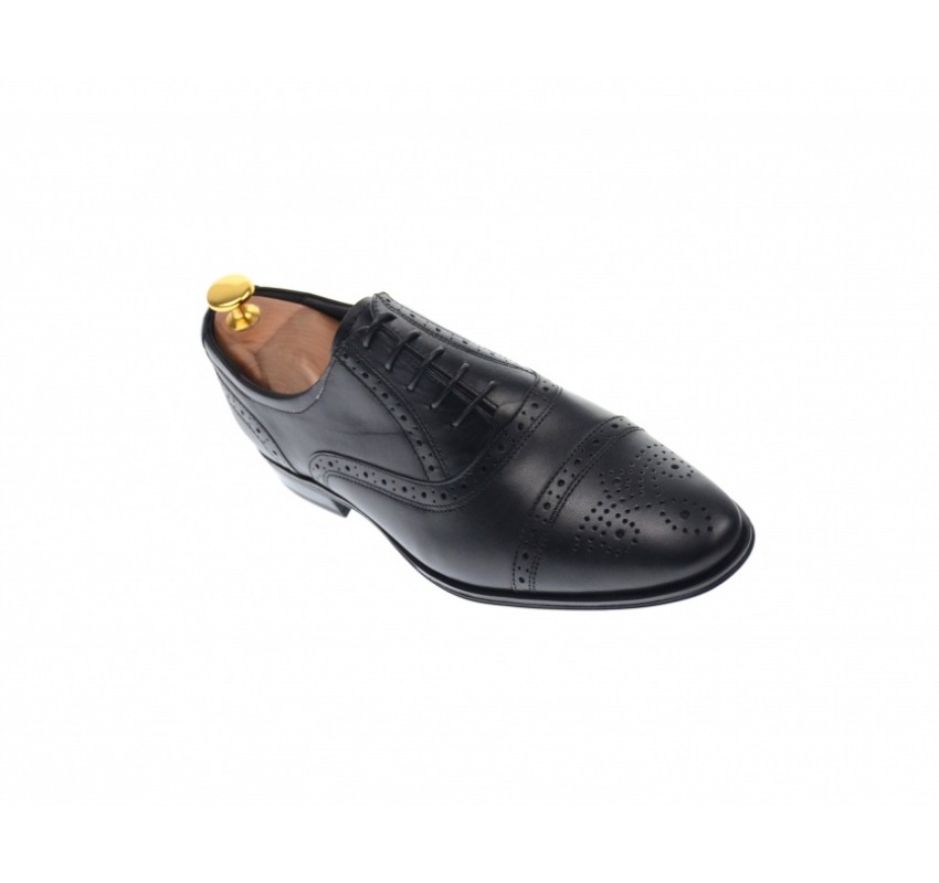 Pantofi barbati eleganti, cu siret, din piele naturala neagra - 359NEGRU