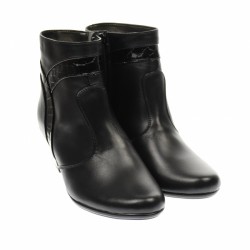 Ghete dama din piele naturala, cu fermoar, negre, IMBLANITE - 36CHT