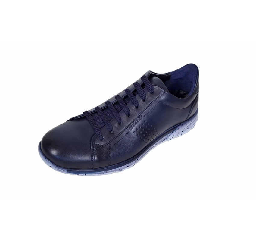 Pantofi casual barbati din piele naturala bleumarin 397BL