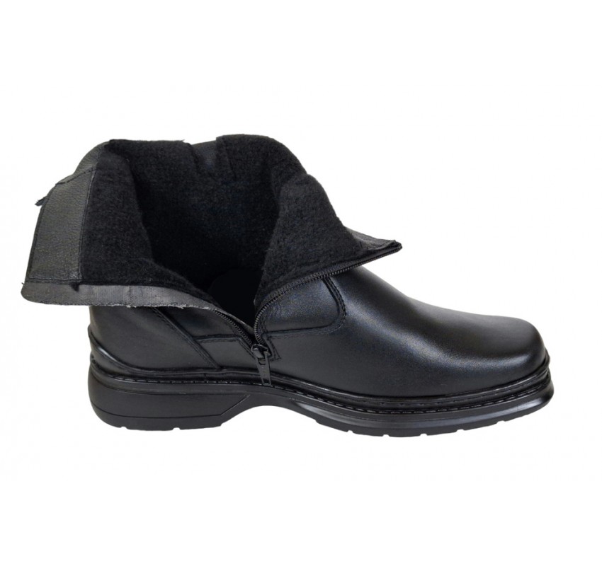 Ghete barbati, din piele naturala, model casual, inchidere cu fermoar, imblanite, calapod lat - 4013N