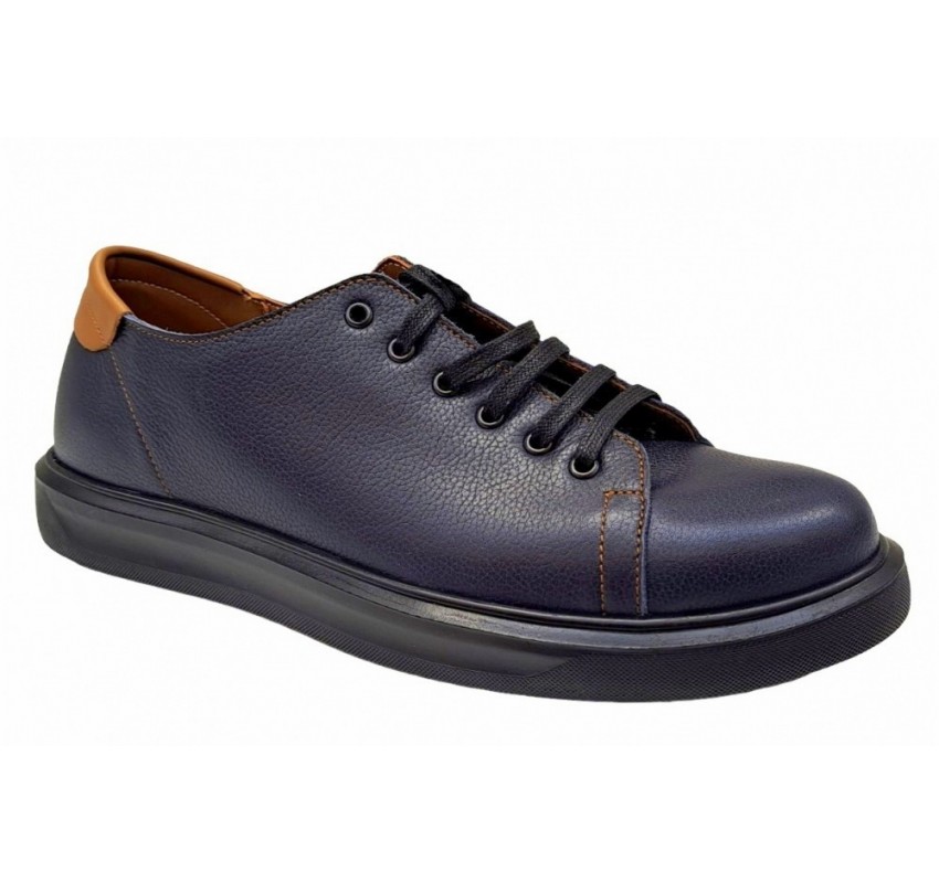 Pantofi barbati casual din piele naturala bleumarin 408SBL