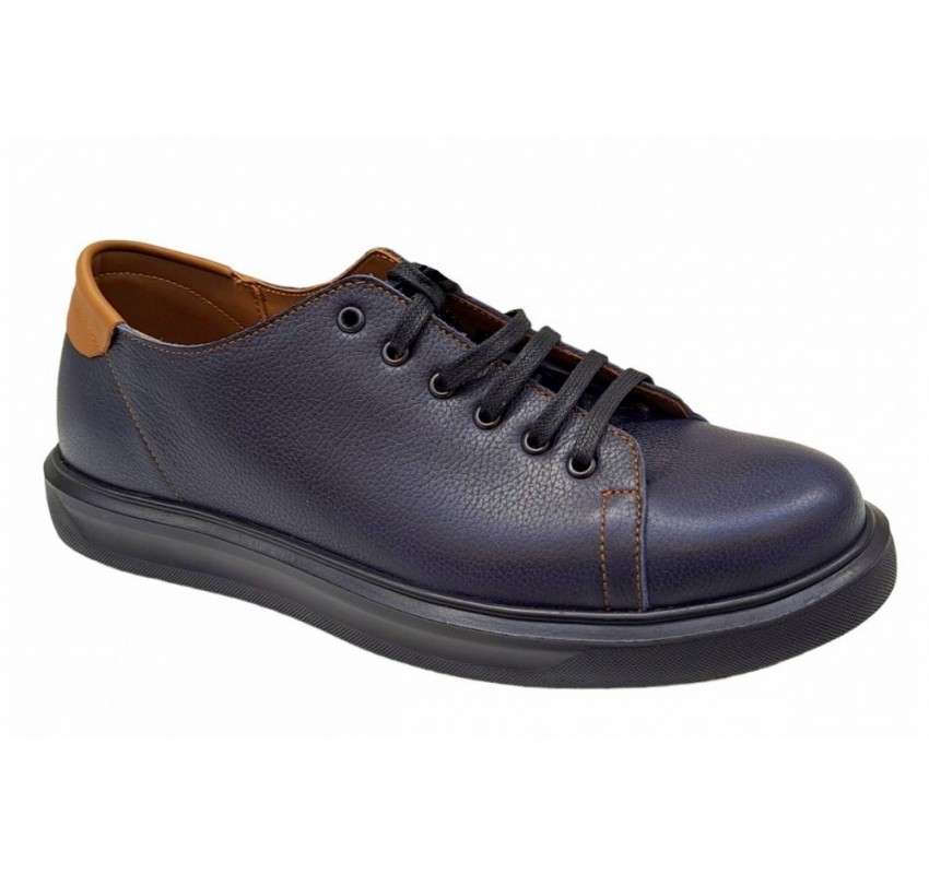 Pantofi barbati casual din piele naturala bleumarin 408SBL