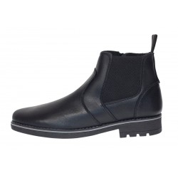 Ghete barbati din piele naturala imblanite cu fermoar Negru GB4101N