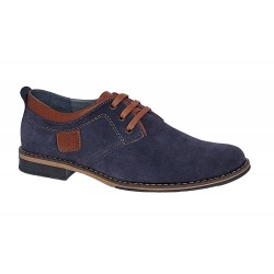Oferta marimea 40 Pantofi barbati casual din piele naturala bleumarin 410BLEU