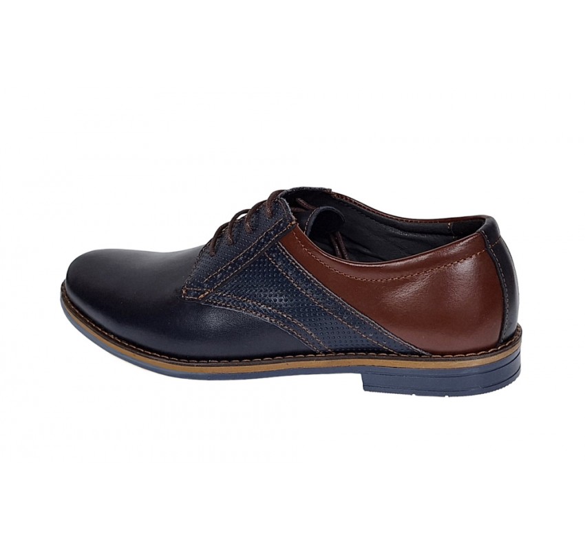 Pantofi barbati casual din piele naturala, bleumarin, maro 414SBLM Pantofi barbati casual din piele naturala, bleumarin, maro 414SBLM
