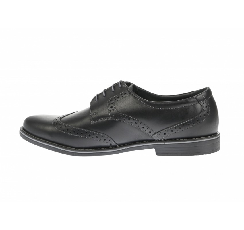 Pantofi barbati casual din piele naturala box, negru - 500N