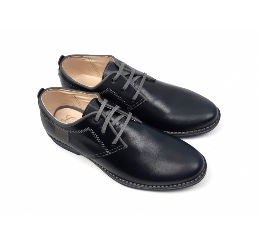 Pantofi barbati, casual din piele naturala bleumarin inchis - 501BOXGBL