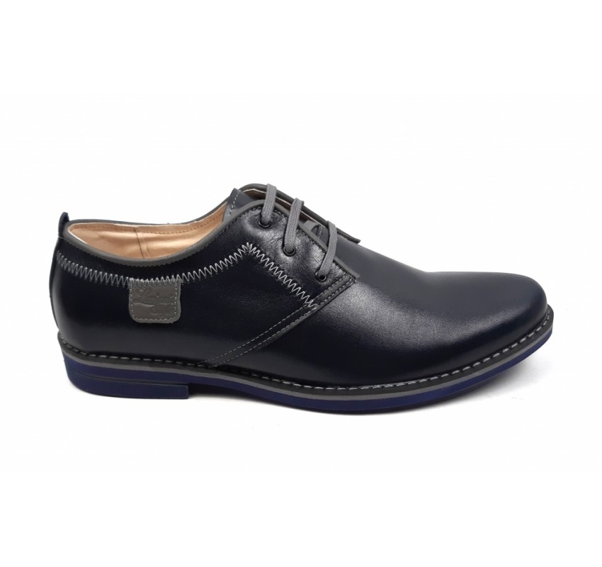 Pantofi barbati, casual din piele naturala bleumarin inchis - 501BOXGBL