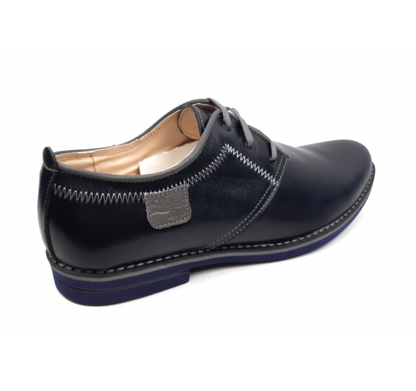 Pantofi barbati, casual din piele naturala bleumarin inchis - 501BOXGBL