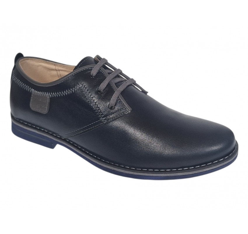 Marimea 43 Pantofi barbati casual din piele naturala bleumarin inchis 501BOXGBL