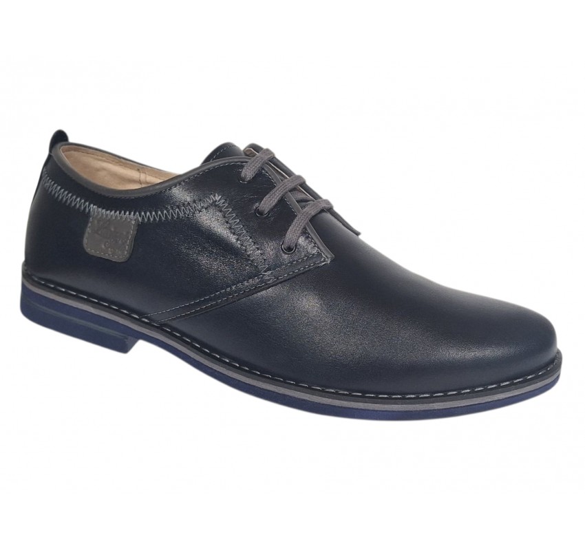 Marimea 43 Pantofi barbati casual din piele naturala bleumarin inchis 501BOXGBL