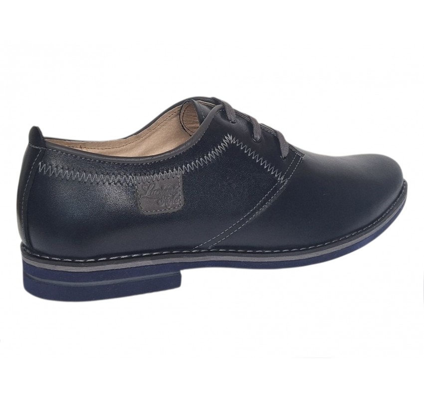 Marimea 43 Pantofi barbati casual din piele naturala bleumarin inchis 501BOXGBL