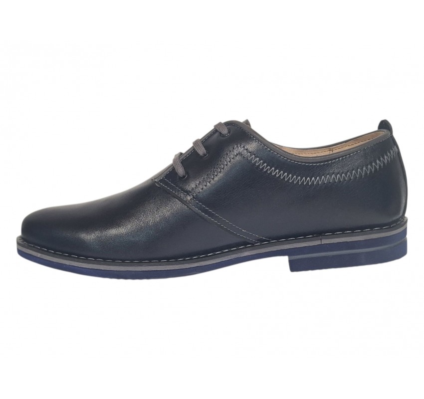 Marimea 43 Pantofi barbati casual din piele naturala bleumarin inchis 501BOXGBL