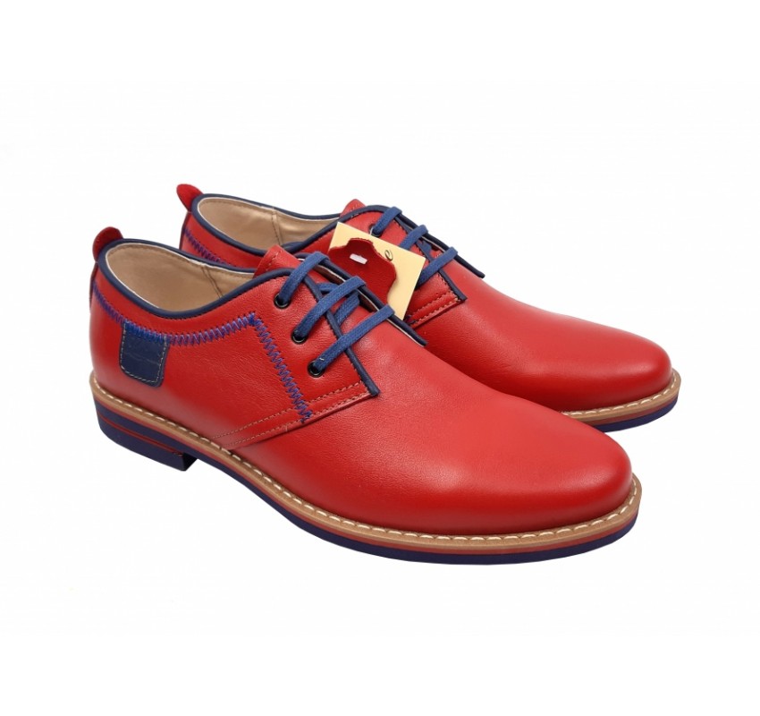 Pantofi barbati rosii, casual din piele naturala BOX - 501RBOXBL