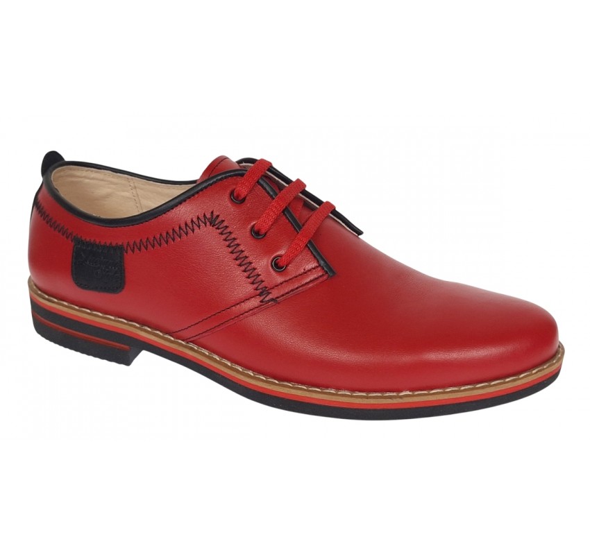 Pantofi barbati casual din piele naturala - Rosu 501RN Marimea 39 Pantofi barbati casual din piele naturala - Rosu 501RN Marimea 39