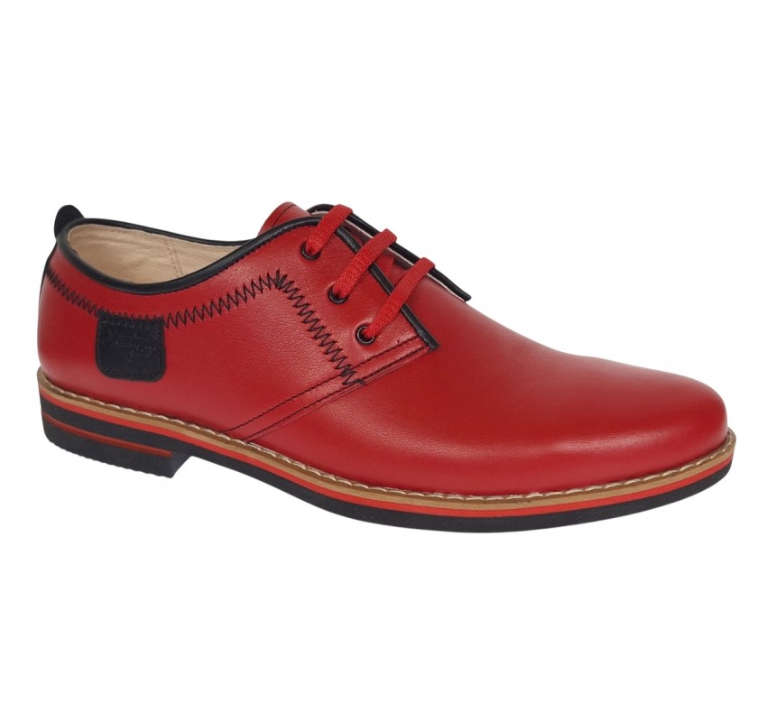 Pantofi barbati casual din piele naturala - Rosu 501RN Marimea 39 Pantofi barbati casual din piele naturala - Rosu 501RN Marimea 39