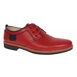 Pantofi barbati casual din piele naturala - Rosu 501RN Marimea 39