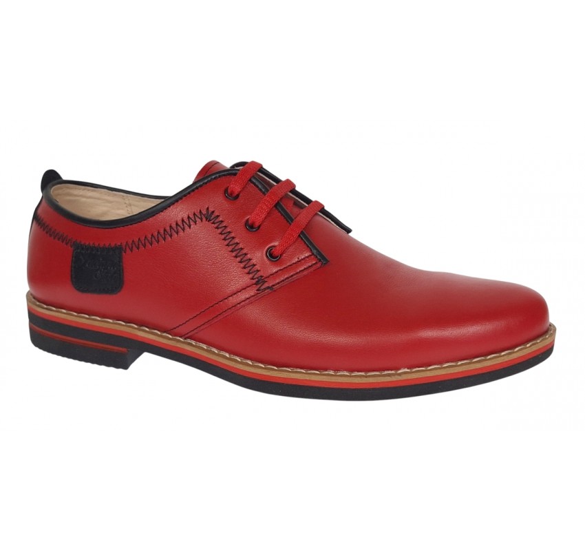 Pantofi barbati casual din piele naturala - Rosu 501RN Marimea 39