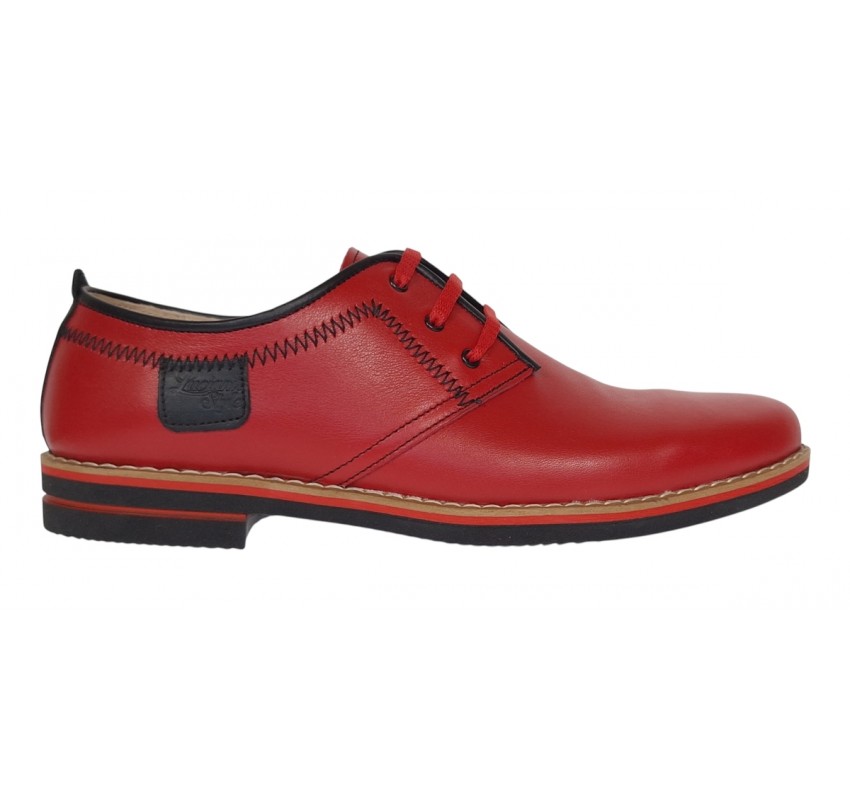 Pantofi barbati casual din piele naturala - Rosu 501RN Marimea 39 Pantofi barbati casual din piele naturala - Rosu 501RN Marimea 39