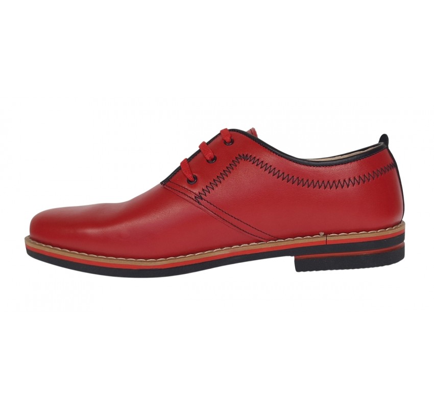 Pantofi barbati casual din piele naturala - Rosu 501RN Marimea 39 Pantofi barbati casual din piele naturala - Rosu 501RN Marimea 39