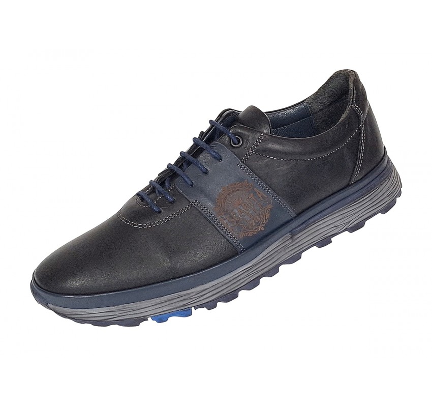 Pantofi barbati din piele naturala - Model Casual - Sport Negru Bleumarin 505ESC