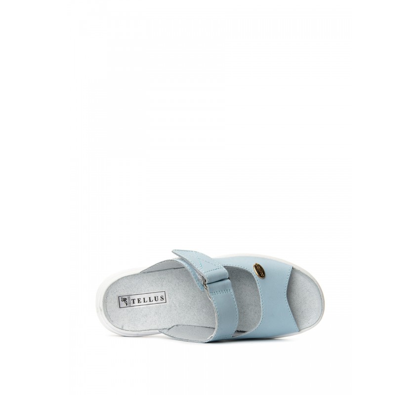 Papuci deschiși din piele “Tellus” 54-09 Albastru deschis - 41