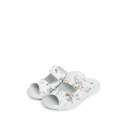 Papuci deschiși din piele “Tellus” 54-09 Alb cu flori - 36