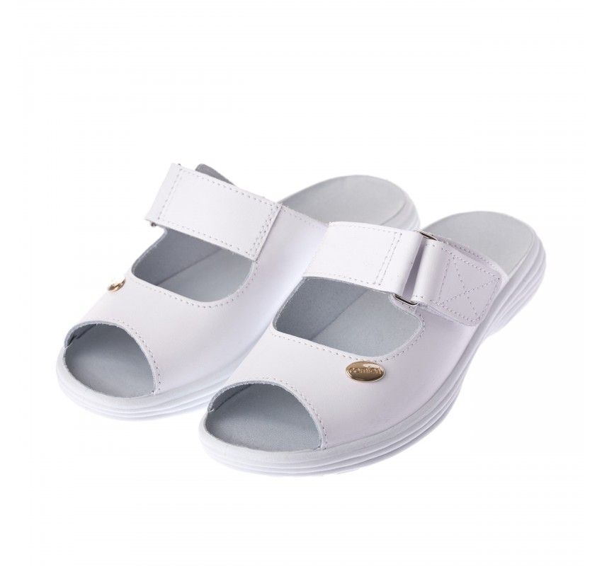 Papuci deschiși din piele “Tellus” 54-09 Alb - 40