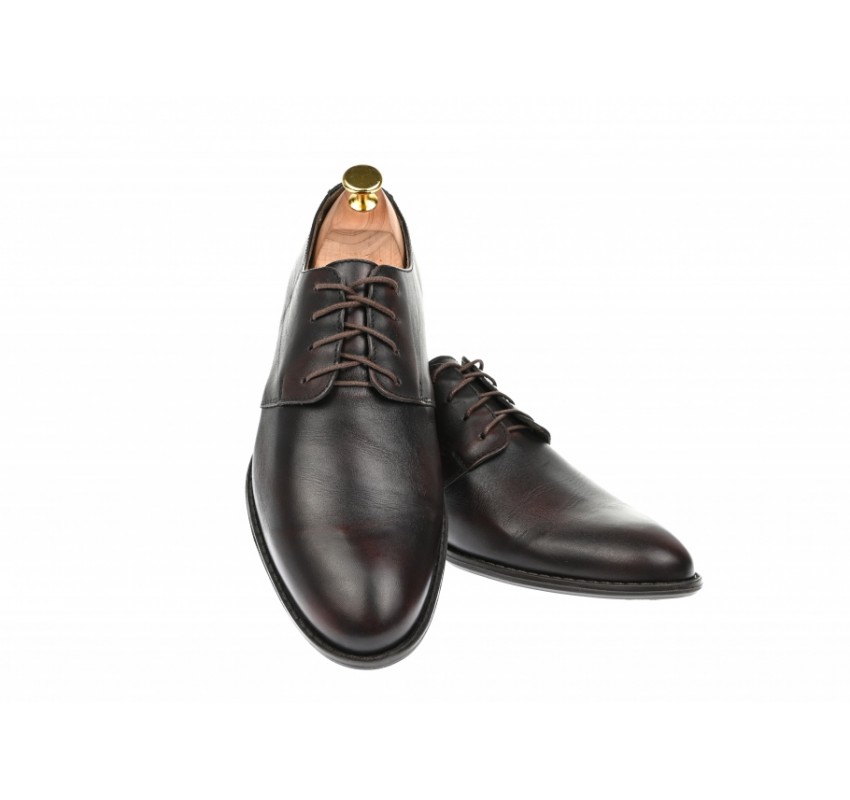 Pantofi barbati eleganti cu siret din piele naturala maro milenium - 588ML