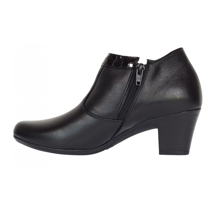 Botine dama din piele naturala cu fermoar - Model Lisa Negru 5BT