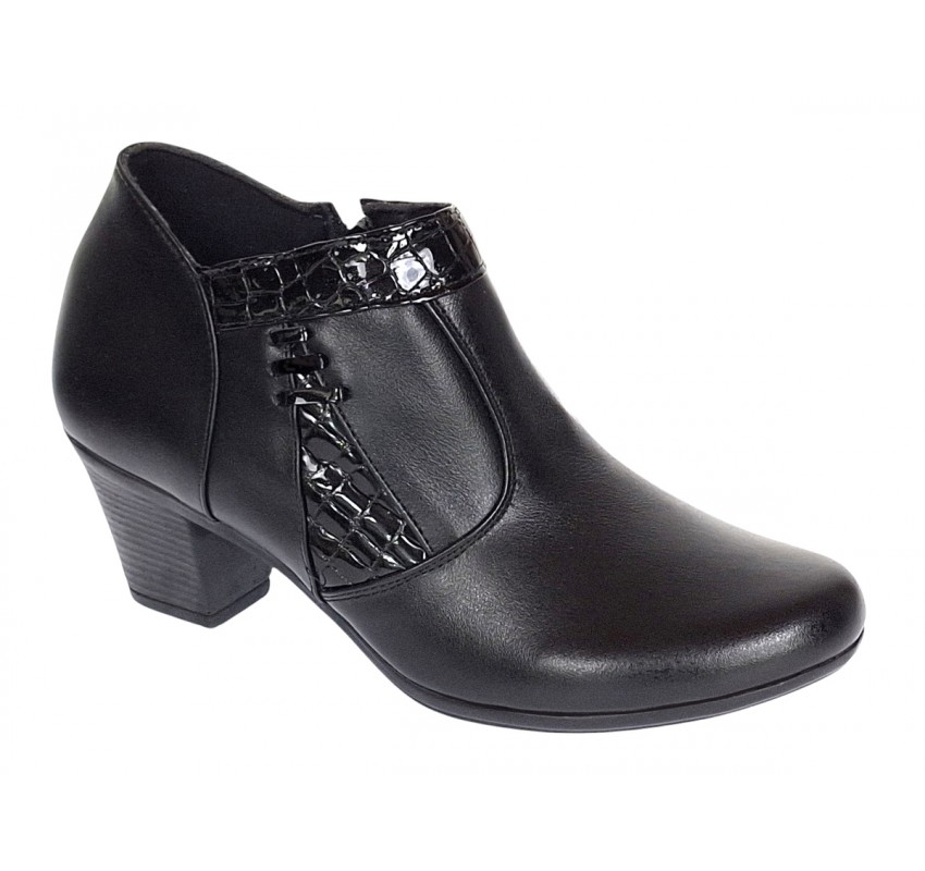 Botine dama din piele naturala cu fermoar - Model Lisa Negru 5BT
