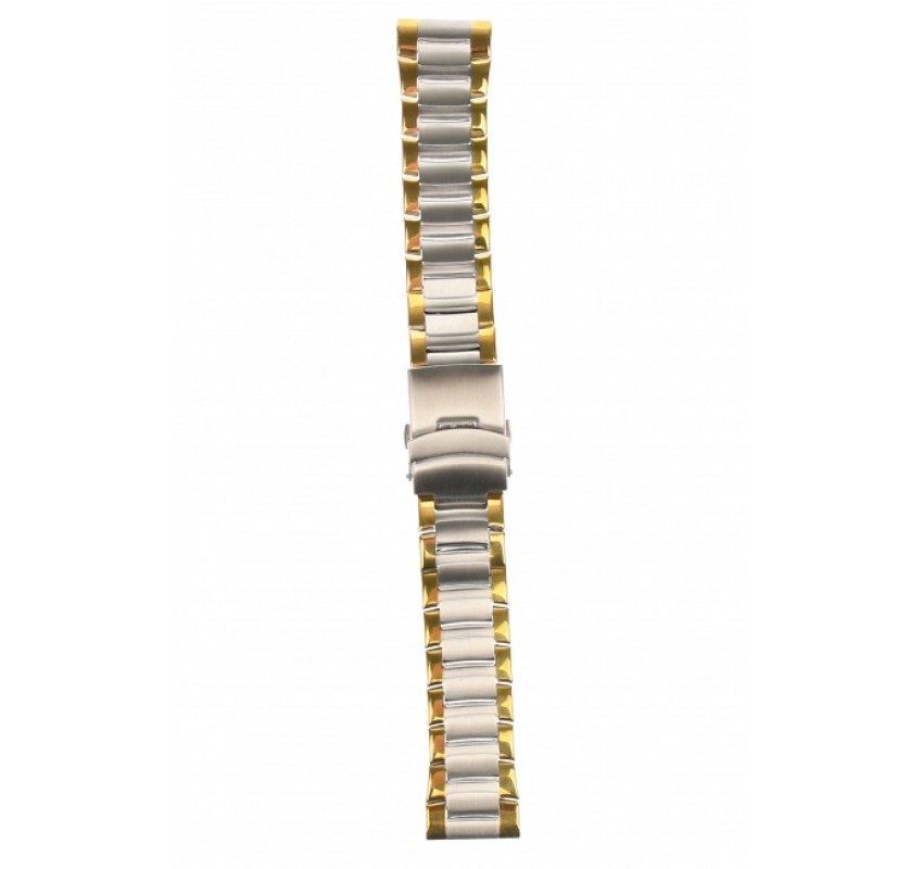 Curea de ceas din metal, 22 mm x 19 cm, argintiu/auriu