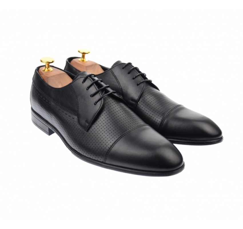 Pantofi barbati office, eleganti, negri, din piele naturala 709NEGRU