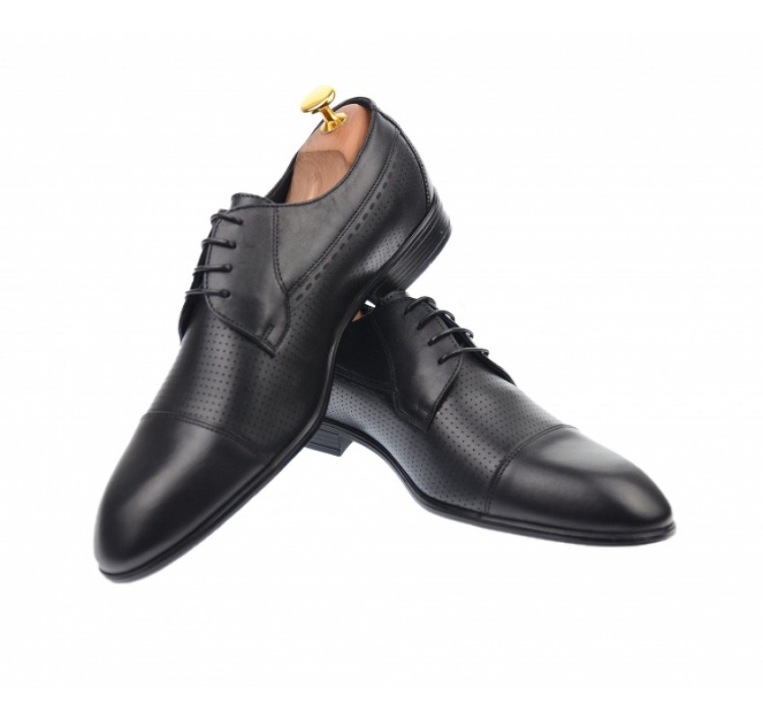 Pantofi barbati office, eleganti, negri, din piele naturala 709NEGRU