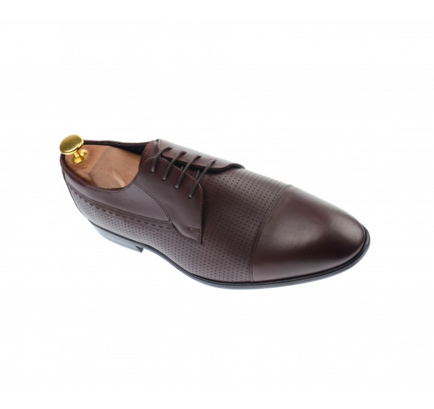 Pantofi barbati bordeaux, office, eleganti, cu siret, din piele naturala 709VIS