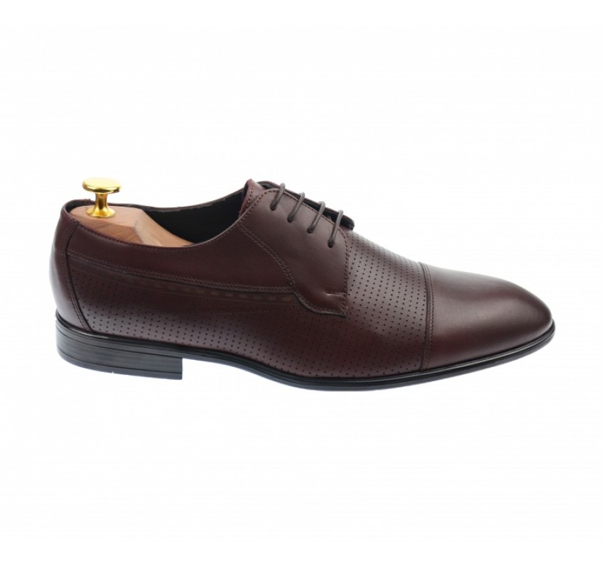 Pantofi barbati bordeaux, office, eleganti, cu siret, din piele naturala 709VIS