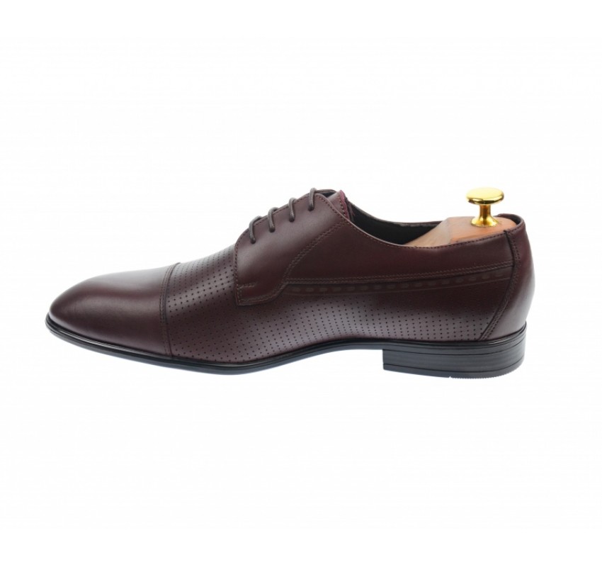 Pantofi barbati bordeaux, office, eleganti, cu siret, din piele naturala 709VIS