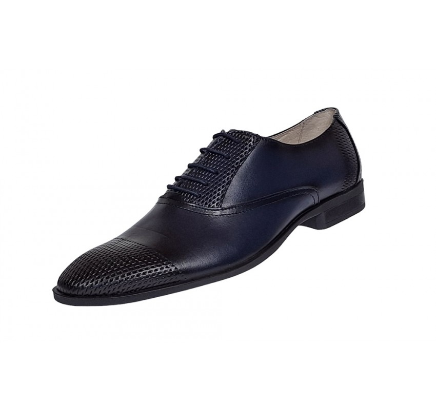 Pantofi barbati eleganti din piele naturala bleumarin, Lux Class - 724BLM