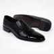 Pantofi bărbați negri din piele naturala, fără șiret, cu vârf lăcuit și design elegant – 818MODN