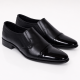 Pantofi bărbați negri din piele naturala, fără șiret, cu vârf lăcuit și design elegant – 818MODN