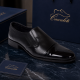 Pantofi bărbați negri din piele naturala, fără șiret, cu vârf lăcuit și design elegant – 818MODN