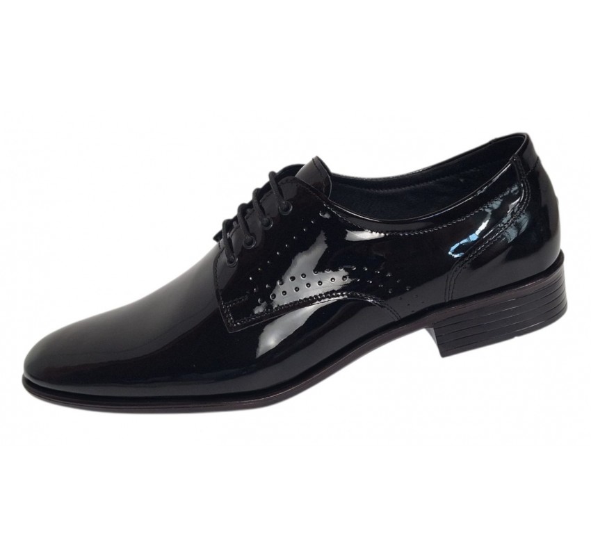 Pantofi barbati eleganti din piele naturala Negri Lac 822NLS